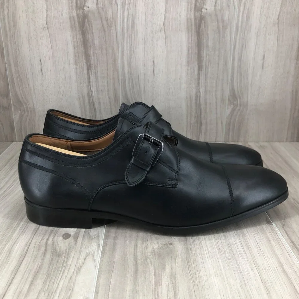 Steve Madden Shoes Mens 10.5 Covet Black Leather Buckle Strap Oxfords